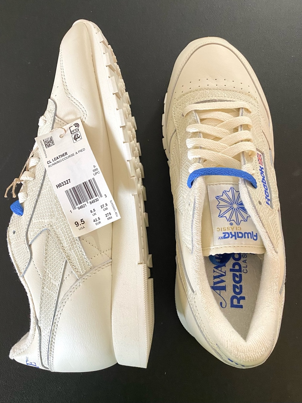 New Awake NY Reebok Leather White Snakeskin Sneakers Men 9.5 HO3327 2021 Collab